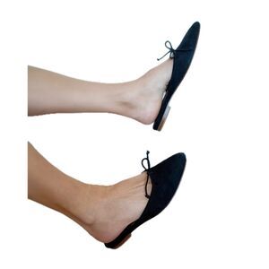 Margaux The Ballet Mule, Black Suede Handmade of Italian Leather, Sz 39N (US 9N)
